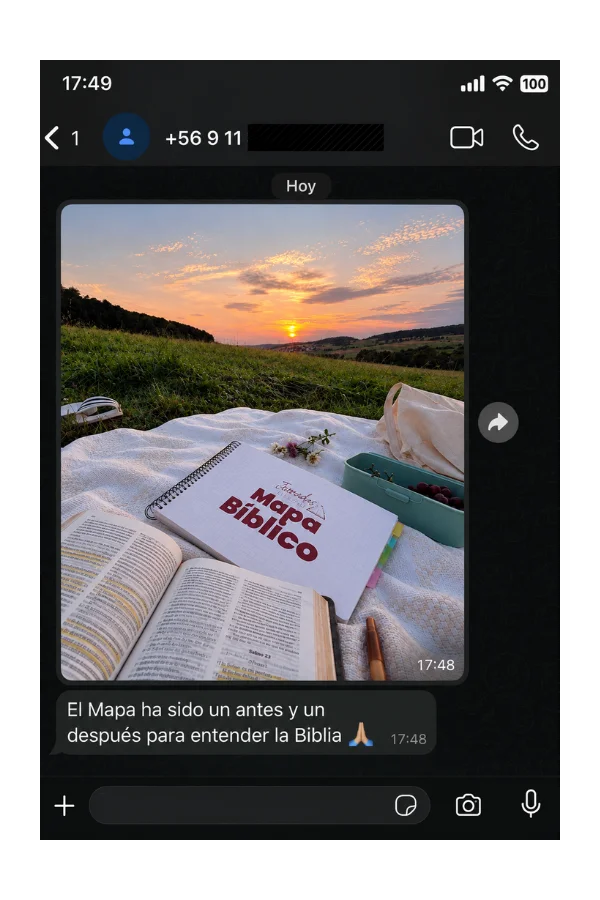 Testimonio de cliente por WhatsApp